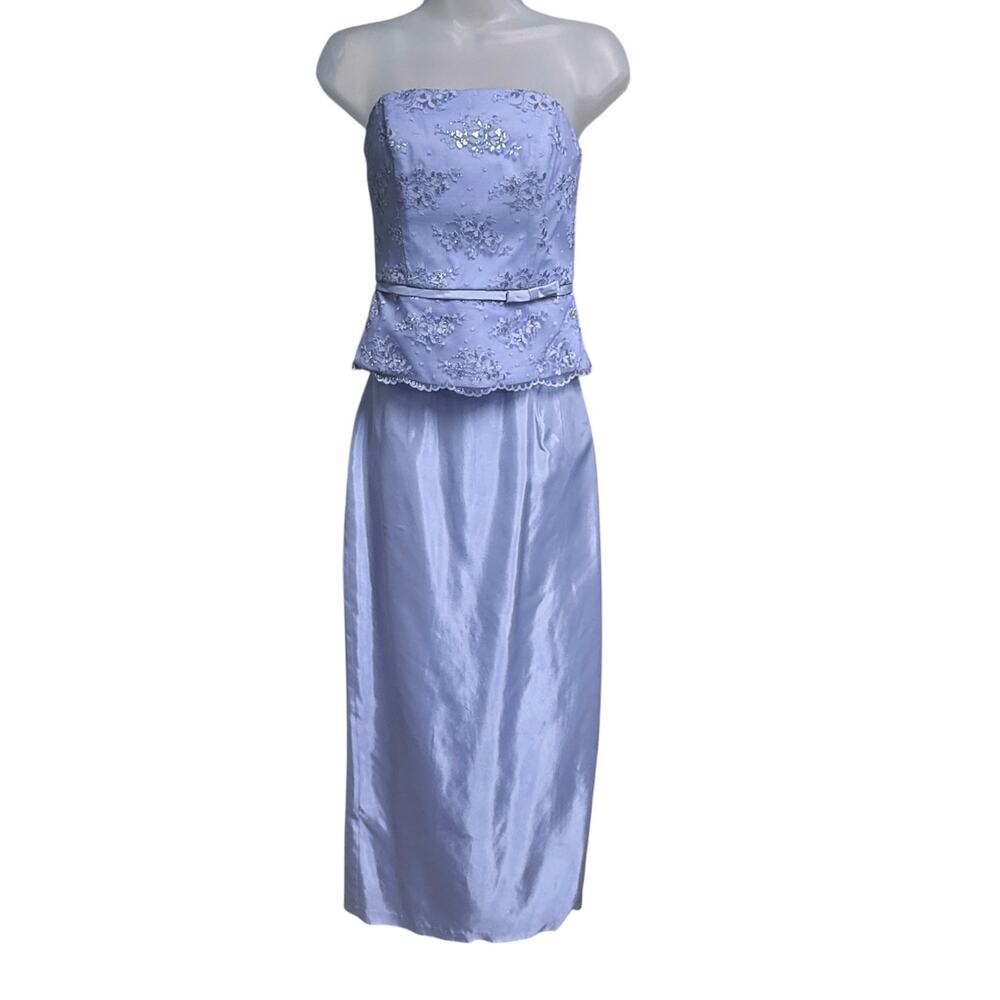 Vintage Y2K 2 Piece Size 2 Formal Strapless Gown Set Lavender Wedding Gala